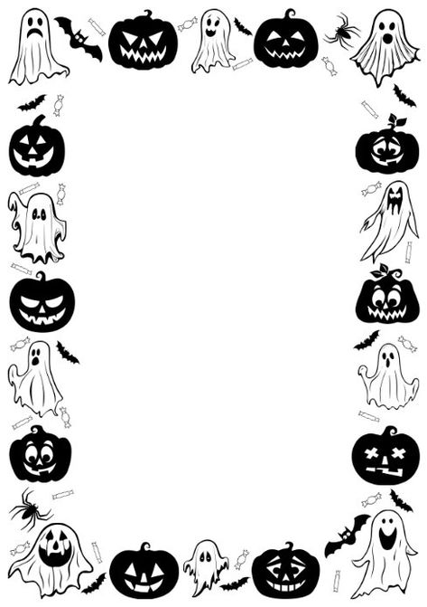 Halloween Printable School Border Black White | PosterMyWall Halloween Borders Free Printable, Halloween Borders Free, Border Templates Printable Free, Halloween Borders Frames, Halloween Border, Halloween Borders, School Border, Linkedin Background Image, Printable Frames