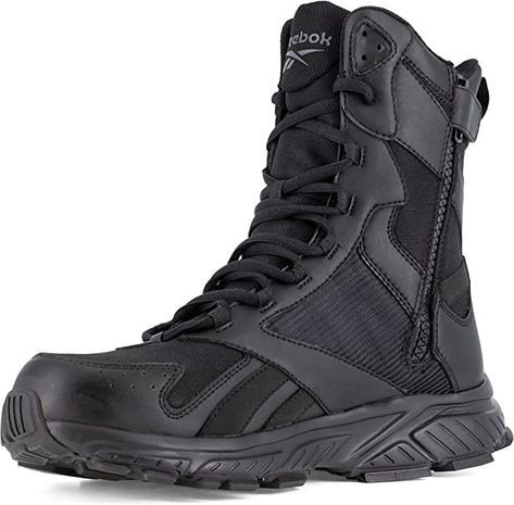 Amazon.com: Reebok Work Men's Hyperium Tactical Construction Boot, Black, 10 : Clothing, Shoes & Jewelry Black Military Boots, Tactical Fashion, Mens Work Shoes, Tactical Shoes, Shoes Drawing, Military Tactical, Military Gear, Functional Fashion, Tactical Boots