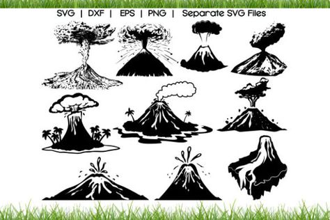 Volcano SVG Cut Files | Lava SVG | Mountain Silhouette | SVG | Bundle | Cricut | Design Space |... Mountain Silhouette, Space Crafts, Templates Free, Silhouette Svg, Vinyl Designs, Free Svg, Volcano, Design Space, Svg Design