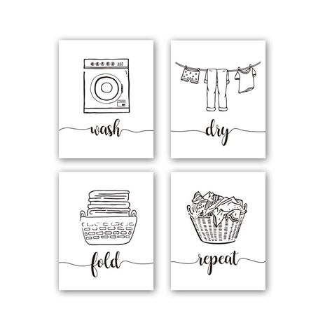 Wash Dry Fold Repeat Sign, Laundry Room Quotes, Laundry Quotes, Wash Dry Fold Repeat, Laundry Humor, Laundry Room Art, Doodle Painting, Doodle Paint, Dream Laundry Room