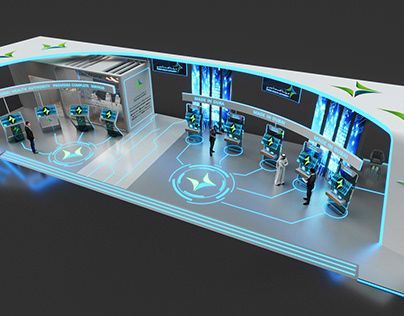 Technology Exhibition Design, Sport Booth Design, Futuristic Stand Design, Technology Booth Design, Futuristic Booth Design, Exhibition Design Booth, Futuristic Exhibition, Tech Exhibition, Futuristic Display