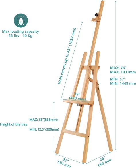 Amazon.com: VISWIN Adjustable Height Display Easel 57" to 76", Holds Canvas up to 43", Holds 22 lbs, Beech Wood Art Easel for Painting, Easy to Assemble Floor Wooden Easel Stand for Adults, Beginners - Natural Easel For Painting, Wooden Easel Stand, Floor Easel, Display Easel, Easel Stand, Wooden Easel, Art Easel, Painting Easy, Amazon Art