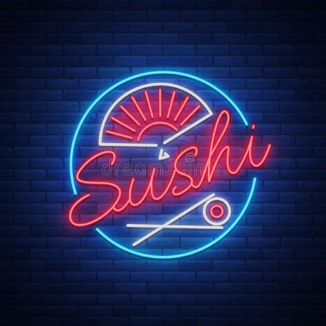 Lunch Asian, Asian Icon, Sushi Ideas, Neon Food, Sushi Logo, Japanese Restaurant Design, Japanese Food Illustration, Japanese Food Sushi, Cozy Bedroom Design