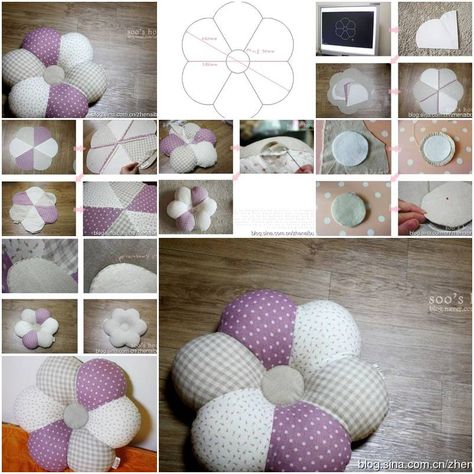 How to sew Flower down Pillows step by step DIY tutorial instructions Diy Flower Pillow, Cute Cushions, Pillow Crafts, Pillow Tutorial, Diy Cushion, Sewing Pillows, Baby Diy, Flower Pillow, Diy Pillows