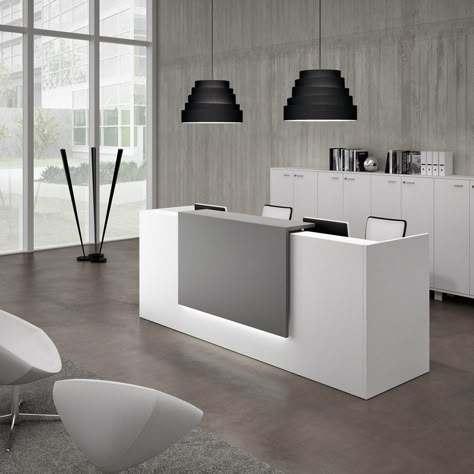 Modular reception desk Z2 by Quadrifoglio Sistemi d'Arredo design Centro Design Quadrifoglio Office Reception Table Design, Modern Reception Desk Design, Small Reception Desk, Reception Table Design, Office Reception Furniture, Salon Reception Desk, Reception Desk Counter, Modern Reception Desk, Reception Desk Office