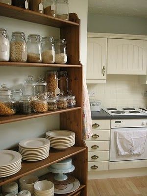 decorating our home: Ikea Leksvik Open Shelf Pantry, Ikea Leksvik, Uses For Mason Jars, Open Pantry, Mason Jar Storage, Pantry Shelf, Decorating Style, Baby Changing, Ikea Hacks