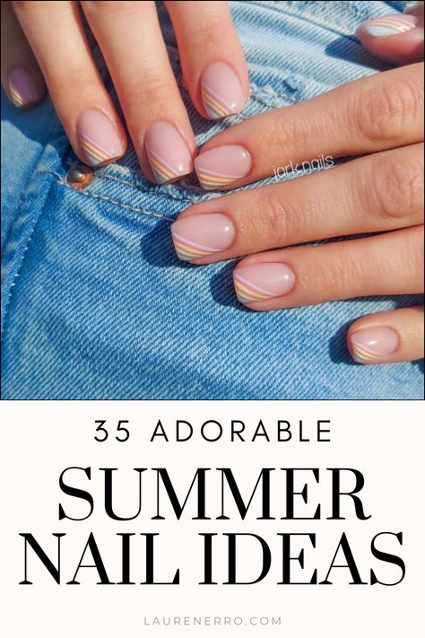 This post is all about short summer nail ideas that are super adorable. Short nails are in for 2024, and these cute designs are a fun and cheery way to welcome the warmer weather! Spring Nail Ideas | Summer Nail Ideas | Summer Nail Colors | Summer Nail Inspiration Manicure Ideas Vacation, Gel Nail Paint Ideas For Short Nails, Nail Designs Small Nails Simple, Best Short Nail Colors, Simple But Beautiful Nails, No Chip Manicure Ideas Summer, Simple Gel Nails Spring, Short Nail Summer 2024, Current Nail Trends 2024 Summer