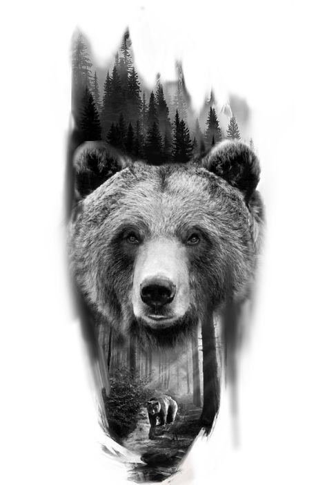 Bear Tattoo Drawing, Black Bear Tattoo, Grizzly Bear Tattoos, Tattoo Bear, Tattoo Homme, Beer Tattoos, Wildlife Tattoo, Bear Tattoo Designs, Native Tattoos