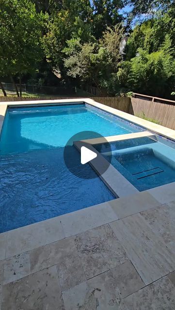 Luke Burbank/Artistic Pools Inc. on Instagram: "14'x26' rectangle pool with flush spa and ivory travertine coping and decking in Atlanta GA. #artisticpools #luxurypools #gapoolbuilder #pools #pool #swimmingpool #swimmingpools #poolcontractor #jandypoolproducts #atlantapoolbuilder #pebbletec #infloorcleaningsystem #poolparty #poolmanluke #coverpools #tnpoolbuilders #masterpoolsguild #virginiahighlands" Rectangle Pool With Spa, Pool Coping Ideas, Rectangular Pool With Automatic Cover, Vinyl Pools Inground, Pebble Tec Pool Finish, Travertine Pool Deck, Latham Reef Pool Liner, Travertine Pool Decking, Gli Grey Opal Pool Liner