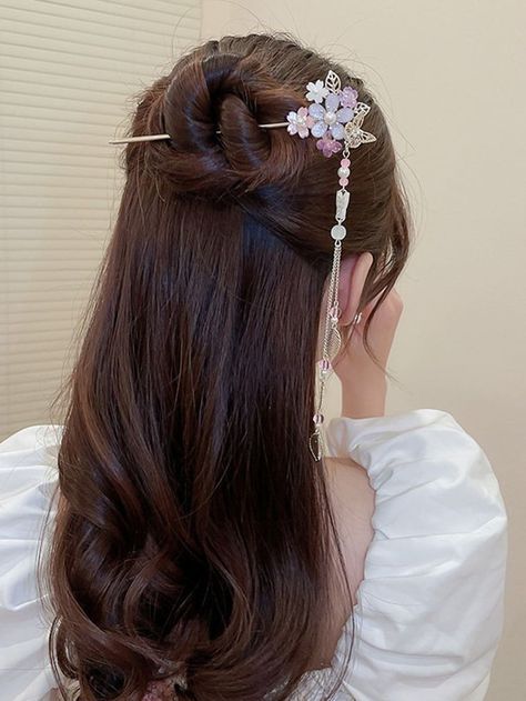 Asian Hair Pin, Asian Hair Accessories, Birthday Hairstyles, Chinese Hair Accessories, Braided Hairstyles For Teens, Hair Accessories Collection, Women Flower, Chinese Hairstyle, Pearl Decor