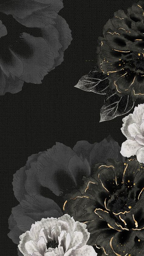 Peonies Aesthetic Vintage Wallpaper, Peony Wallpaper Aesthetic, Dark Theme Wallpaper Aesthetic, Black Wallpaper With Flowers, Black Themed Wallpaper, Dark Flower Background, Phone Wallpaper Aesthetic Vintage, Art Background Aesthetic, Pretty Flowers Wallpaper