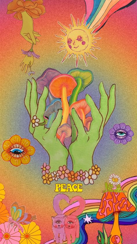 #hippievibes #retro #psychedellic #mushrooms 70s Hippie Aesthetic, Groovy Flowers, Wallpaper Vibes, Hippie Aesthetic, Psychadelic Art, Trippy Wallpaper, Hippie Vibes, Hippie Wallpaper, Watch Wallpaper