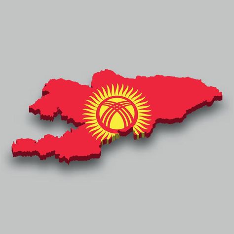 3d isometric Map of Kyrgyzstan with national flag. Kyrgyzstan Flag, Isometric Map, 3d Isometric, Wedding People, Cityscape Photos, Flags Of The World, National Flag, Background Banner, Flower Patterns