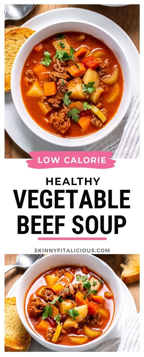 Crockpot Meals Low Calorie, Low Cal Soup Recipes Healthy, Low Cal Crockpot Soup, Low Fiber Soup Recipes, Healthy Vegetable Beef Soup Low Carb, High Protein Low Cal Soup, Healthy Vegetable Beef Soup Crockpot, High Protein Low Carb Soup, Low Cal High Protein Soup