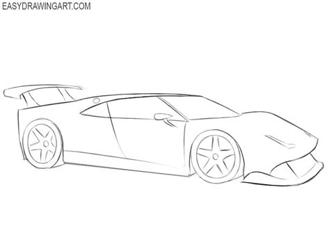 How to draw a Ferrari | Easy Drawing Art Easy Car Drawing Simple, Ferrari Easy Drawing, Auto Drawing Easy, How To Draw A Car Easy, Easy Car Sketch, Cool Car Drawings Easy, Car Drawings Easy, F1 Car Drawing Easy, Car Sketch Simple