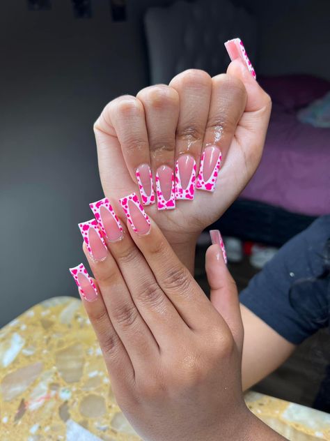 Pink On Pink Nails, Medium Pink Nails, Medium Nails Acrylic, Pink Tip Nails, Gold Acrylic Nails, Acrylic Toe Nails, Drip Nails, Nails Now, Colored Acrylic Nails