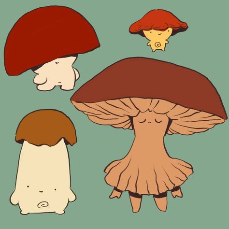 Stace on Instagram: “Having a fun(gal) time with #drawgust! 🍄  #art #illustration #painting #digital #procreate #ipad #drawing #sprite #mushroom #fungus…” Mushroom Oc Drawing, Mushroom Objectified, Mushroom Character Design, Cute Mushroom Character, Stylized Reference, Mushroom Characters, Mushroom Creature, Mushroom Trip, Mushroom Artwork