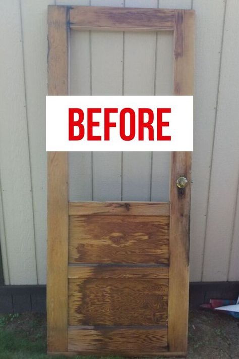 How to Upcycle an Old Door Old Wood Screen Door, Garden Decor With Old Doors, Screen Door On Bedroom Doors, Upcycling, Garden Shutters Ideas, Old Door With Window Ideas, Old Wood Door Projects, Wooden Garden Art Diy, Repurposed Doors Garden