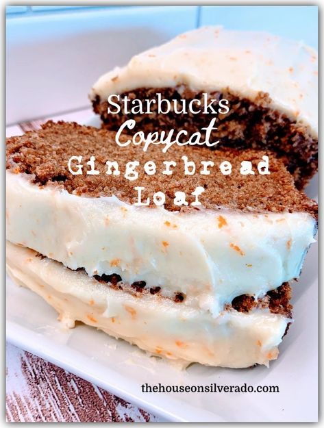 Orange Cream Cheese Loaf, Starbucks Gingerbread Loaf Recipe, Starbucks Gingerbread Loaf, Thick Cream Cheese Frosting, Orange Cream Cheese Icing, Gingerbread Loaf Recipe, Ginger Loaf, Gingerbread Loaf, Orange Cream Cheese