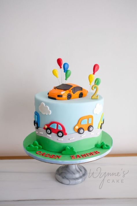 Driven Dreams: Pinning the Passion of Auto Enthusiasts Lamborghini Cake, 2nd Birthday Cake Boy, Giraffe Birthday Cakes, Cars Cake Design, Construction Birthday Cake, Toddler Birthday Cakes, Cars Theme Cake, Second Birthday Cakes, Cake Designs For Kids