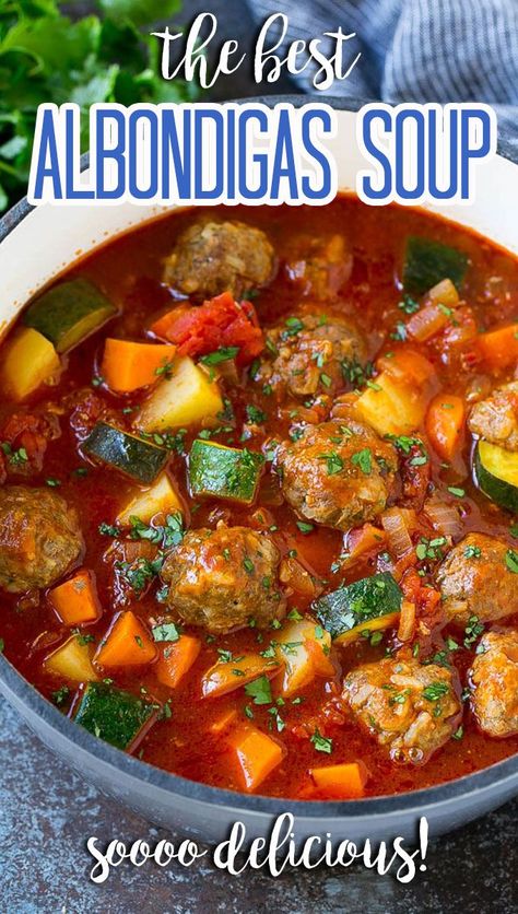 Zucchini Meatball Soup, Crockpot Abondagus Soup, Simmered Beef Recipes, Beef Albondigas Soup, Abondagus Soup Recipe Easy, Chipotle Albondigas Soup Recipe, Easy Abondagus Soup, Best Albondigas Soup Recipe Mexican, Albondigas Soup Recipe Easy