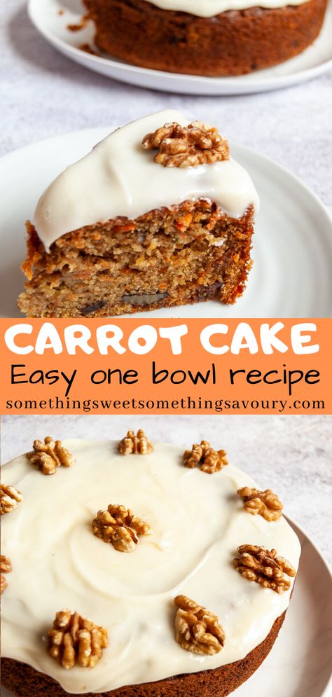 You can't beat a slice of classic carrot cake.  Packed full of grated carrots, chopped nuts and orange zest, this easy carrot cake recipe is delicious, moist and full of flavour. #easycarrotcakerecipe #easycarrotcakerecipeuk #onebowlcarrotcakerecipe #carrotcakerecipe Carrot Chocolate Cake, Carrot Cake Easy, Carrot Orange Cake, Quick And Easy Carrot Cake Recipes, Cake With Nuts Recipe, Banana Carrot Cake Recipe, Banana Carrot Cake, Carrot Cake With Nuts Recipe, Easiest Carrot Cake Recipe