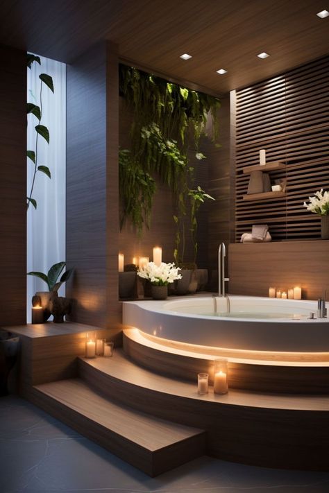 Modern Bathroom Jacuzzi, Modern Washroom Design Master Bath, Bathroom Ideas Jacuzzi, Jakuzi Bathroom Jacuzzi, Beautiful Washrooms, Jaccuzi Bathroom Master Bath, Jacuzzi In Bathroom, Jakuzi Bathroom, Rich Bathroom Luxury