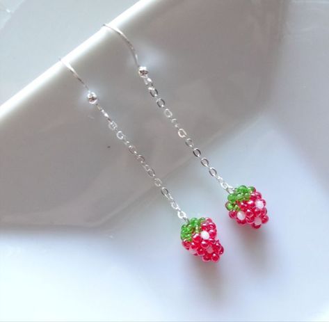 Swim Exercise, Beaded Strawberry, Cherry Drop Earrings, Food Earrings, Ziplock Bag, Mini Earrings, Fruit Earrings, Water Beads, Strawberry Fruit