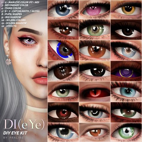 DI(eYE) - DIY Eye Kit | Pralinesims on Patreon Sims 4 Cc Eyes, The Sims 4 Skin, Makeup Cc, Sims Free Play, Pelo Sims, Free Sims 4, Sims 4 Game Mods, Sims 4 Cc Makeup, Sims 4 Body Mods