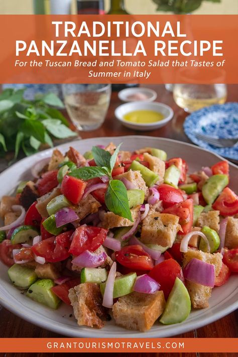 Italian Panzanella Salad, Italian Bread Salad Recipe, Tuscan Panzanella Salad, Panzanella Salad Traditional, Tuscan Salad, Bread Salad Recipe, Italian Bread Salad, Panzanella Salad Recipe, Panzanella Recipe