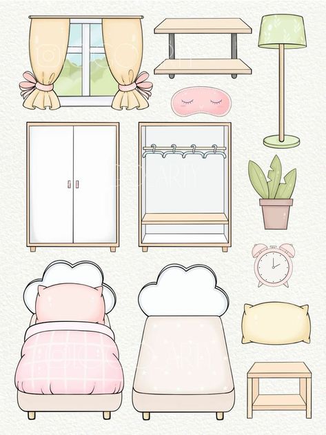 Paper Doll Template House, Doll House Paper Craft, Diy Paper Doll House Free Printable, Paper Duck Room, Cute Paper Dolls Printable, Paper Doll Room, Paper Doll House Printable Templates, Paper Duck House, Printable Paper Doll House