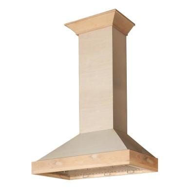 ZLINE 36 in. Unfinished Wooden Wall Mount Range Hood - Includes Motor Range Hoods, Zline Range, Wooden Range Hood, Range Hood Insert, Zline Kitchen, Kitchen Ventilation, Stainless Steel Hood, Wall Mount Range Hood, Raw Wood