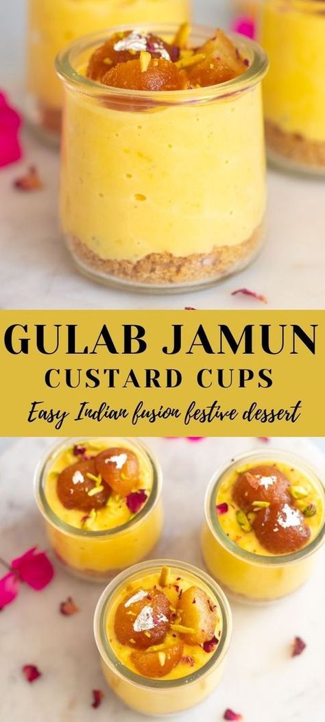 Diwali Dinner Ideas, Custard Desserts Easy, Indian Food Dessert Recipes, Indian Desserts Easy, Custard Powder Recipes Desserts, Diwali Party Food, Layered Custard Dessert, Indian Dessert Cups, Traditional Indian Desserts