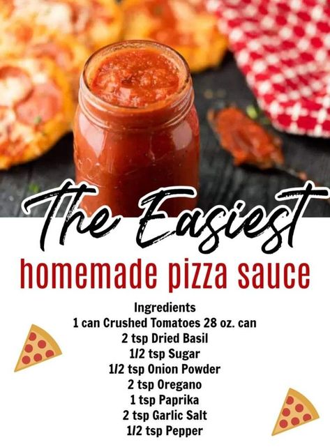 Pizza Dough Recipe Easy, Homemade Sauce Recipes, Pizza Sauce Recipe, Easy Homemade Pizza, Pizza Sauce Homemade, Pizza Recipes Homemade, Homemade Spices, Homemade Seasonings, Pizza Recipes Dough