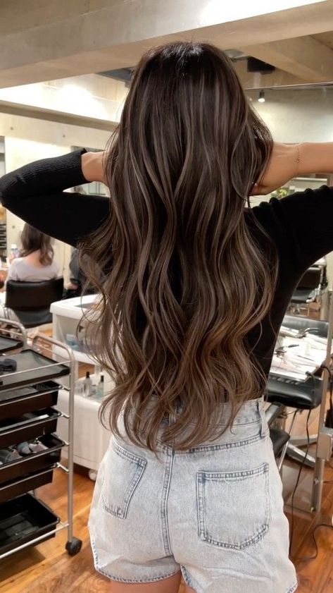 Balayage, Dusty Blonde Highlights On Brown Hair, Creamy Brunette, Balyage Long Hair Brunettes Dark, Brunette Hair Inspiration, Ash Brown Hair Balayage, Highlights Brown Hair Balayage, Balyage Long Hair, Dark Brown Hair Balayage