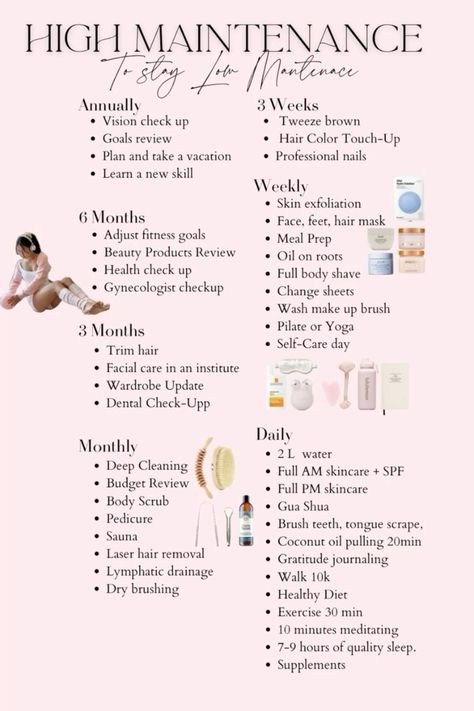 Checklist For Healthy Lifestyle, Routine For Healthy Lifestyle, Selfcare Ideas Beauty, Yearly Maintenance Checklist, How To Skin Care Routine, Self Care Monthly Routine, Beauty Checklist Routine, Self Care Maintenance Schedule, Self Maintenance Checklist