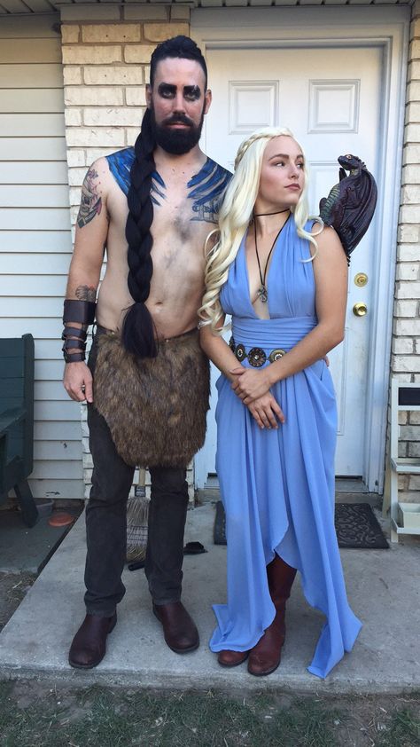 Got Couple Costume, Game Of Thrones Halloween Costumes Daenerys Targaryen, Couple Halloween Costumes Game Of Throne, Game Of Thrones Khaleesi Costume, Dragon Costume For Men, Danarys Targaryen Costume, Daenerys Targaryen Diy Costume, Khaleesi And Khal Costume, John Snow And Daenerys Costume