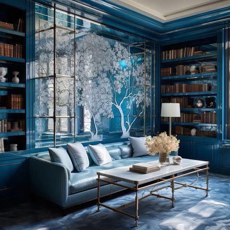 Dark, wall-to-wall carpet is the surprising flooring trend for 2024 | Livingetc Dark Blue Carpet, Basement Redesign, Navy Carpet, Best Wall Colors, Dark Blue Living Room, Dark Carpet, Carpet Trends, Dark And Moody, Flooring Trends