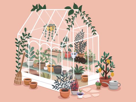 Playroom Wallpaper, House Illustration, Plant Painting, Plant Illustration, Green House, Plant Art, Wallpaper Mural, Book Illustration, Mural Wallpaper