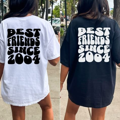 Best Friends Shirt Welcome to our shop!   Please note the models shown in the pictures are wearing 1 or 2 sizes up, if this is your desired look, please keep sizing in mind.   All styles shown feature Comfort Colors C1717 an ultra-soft pigment dyed shirt featuring a comfy relaxed feel with 100% Cotton. Other details   .: 100% ring-spun cotton .: Heavy fabric (6.1 oz/yd² (206.8 g/m .: Relaxed fit .: Sewn-in twill label If you need any helping placing an order, please message me and I will be more Best Friend Shirts Funny Matching, Matching Shirts For 4 Best Friends, Best Friends Tshirt Designs, Bff Tshirt Ideas, Bestie Tshirt Ideas, Matching Bestie Shirts, Bestie Shirt Ideas, Matching T Shirts Friends, Photo Ideas For 2 Friends