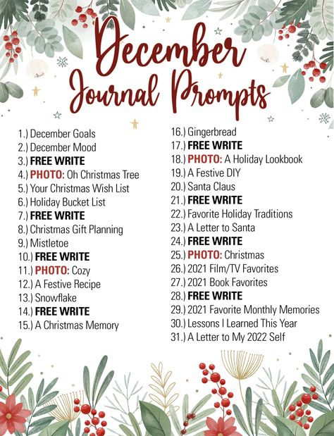 Winter Journal Prompts, Bullet Journal Prompts, December Writing, December Bullet Journal, December Challenge, Handmade Journals Diy, Daily Journal Prompts, Holiday Lookbook, Bullet Journal Paper