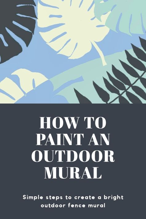 Outside Garden Wall Painting Ideas, Garden Wall Art Painting, Outdoor Cement Wall Murals, Outdoor Wall Stencil Ideas, Patio Wall Painting Ideas, Diy Fence Mural, Garden Fence Mural Ideas, Garden Wall Murals Painted, Painting On Fences Wall Art