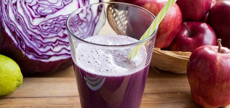 Red Cabbage Juice #dherbs Purple Juice Recipe, Cabbage Juice For Ulcers, Cabbage Juice Benefits, Raw Cabbage, Cabbage Juice, Natural Probiotics, Purple Cabbage, Vegetable Juice, Detox Your Body