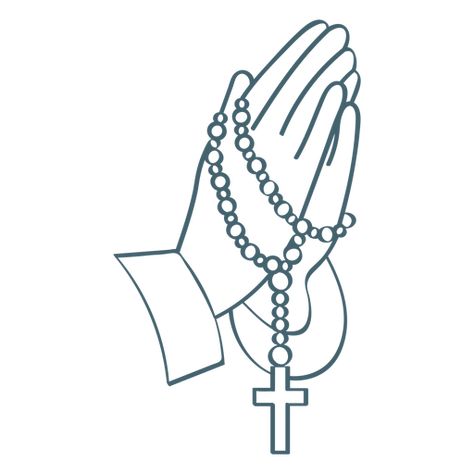 Rosary Embroidery Design, Rosary Drawing Easy, Praying Hands With Rosary Drawing, Rosary Stencil, Rosary Outline, Rosary Poster, Identity Collage, Rosary Drawing, Praying Hands Drawing