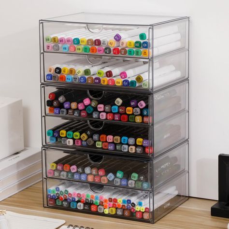 PRICES MAY VARY. Quality Plastic Material: Nineween clear desk organizer with drawer is made of quality plastic material, washable, sturdy and long-lasting use. Simple and modern storage drawer with clear view is convenient to use and clean, find your items and crafts easily. Large Capacity: the overall size ( L x W x H ): 10 x 7 x 5.1 inches; drawer size ( L x W x H ): 6.6 x 9.3 x 2.2 inches. Clear storage drawer is large capacity but compact design, which is saving space and keep desktop neat Art Storage Classroom, Kids Craft Supply Organization, Kids Arts And Crafts Storage, Cricut Desk Set Up, Diy Marker Storage, Clear Desk Organizer, Under Vanity Storage, Craft Supplies Organization, Organize Office Supplies