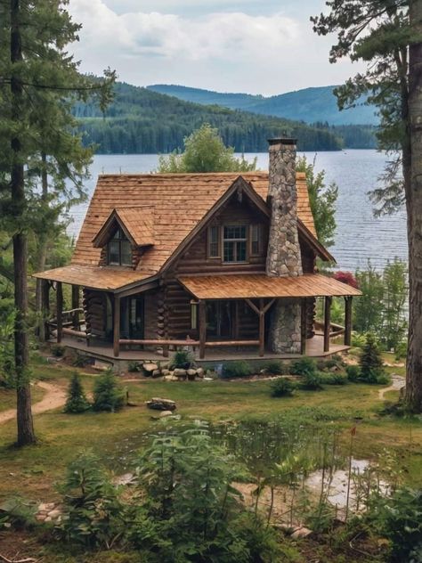 2 Story Log Cabin, Cabin House Ideas, Cabin Style Homes, Lake Cabins, Log Cabin Homes, Cabin Style, Cabin Homes, Cabins In The Woods, Heaven On Earth