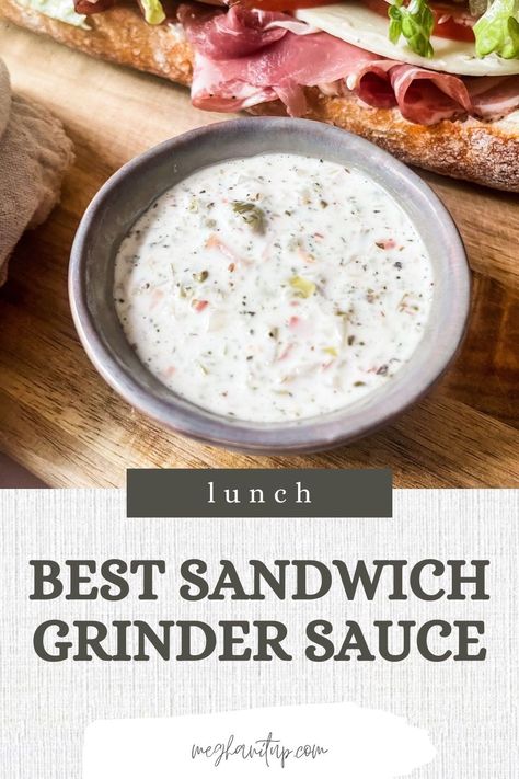 Need some lunch ideas that are both easy and tasty? Try incorporating Grinder Sauce into your sandwich recipes for a flavor boost that will leave you satisfied all day long. Tuna Grinder Sandwich, Italian Sandwich Sauce, Homemade Grinder Sandwich, Grinder Sauce Recipe, Panini Sauce Recipes, Sandwich Sauce Ideas, Grinders Sandwiches, Pizza Dressing, Sandwich Sauce Recipes