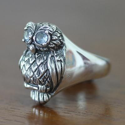 Blue topaz cocktail ring, 'Java Owl'. Shop from #UNICEFMarket and help save the lives of children around the world. Topaz Cocktail Ring, Owl Ring, Silver Ring Designs, Owl Jewelry, Silver Band Ring, Blue Topaz Ring, Artisan Craft, Jewelry Packaging, Topaz Ring