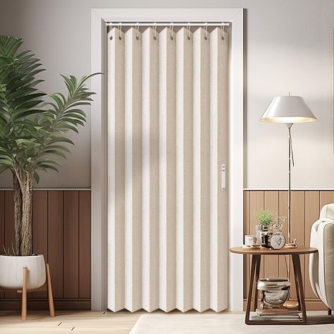 Curtain For Closet, Curtains For Doorways, Accordion Folding Doors, Bedroom Closet Doors, Accordion Doors, Fabric Door, French Door Curtains, Closet Curtains, Door Wraps