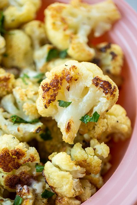 Buttery Garlic Roasted Cauliflower | The Kitchen Magpie Steamed Cauliflower Recipes, Cheesy Mashed Cauliflower, Best Cauliflower Recipe, The Best Cauliflower, Buttery Rice, Creamy Mashed Cauliflower, Recipes Cheese, Roasted Cauliflower Recipes, Steamed Cauliflower